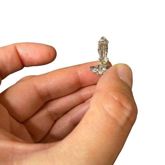 Vintage 50s 60s MCM Rhinestone Inverted Triangle Drop Clip-On Earrings - Picture 3 of 4